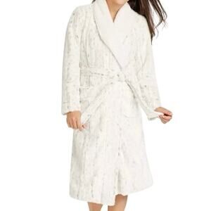 STARS ABOVE Snow Leopard Robe Bathrobe Belt Soft Fluffy White  - Sz Xl-XXL - NWT